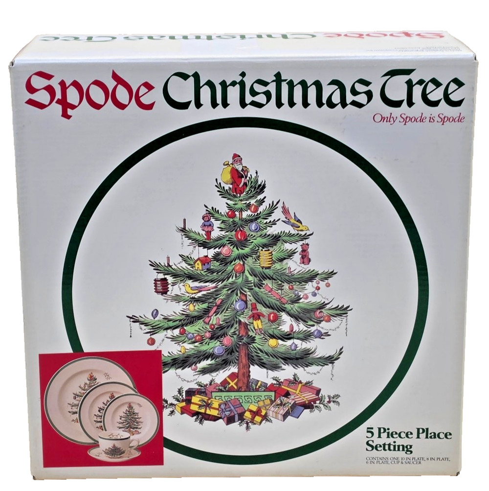 Spode Christmas Tree 5 Piece Place Setting S3324-V England Original Retail Box